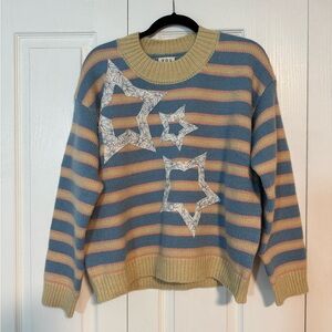 NWOT POL boutique striped star sweater oversized small